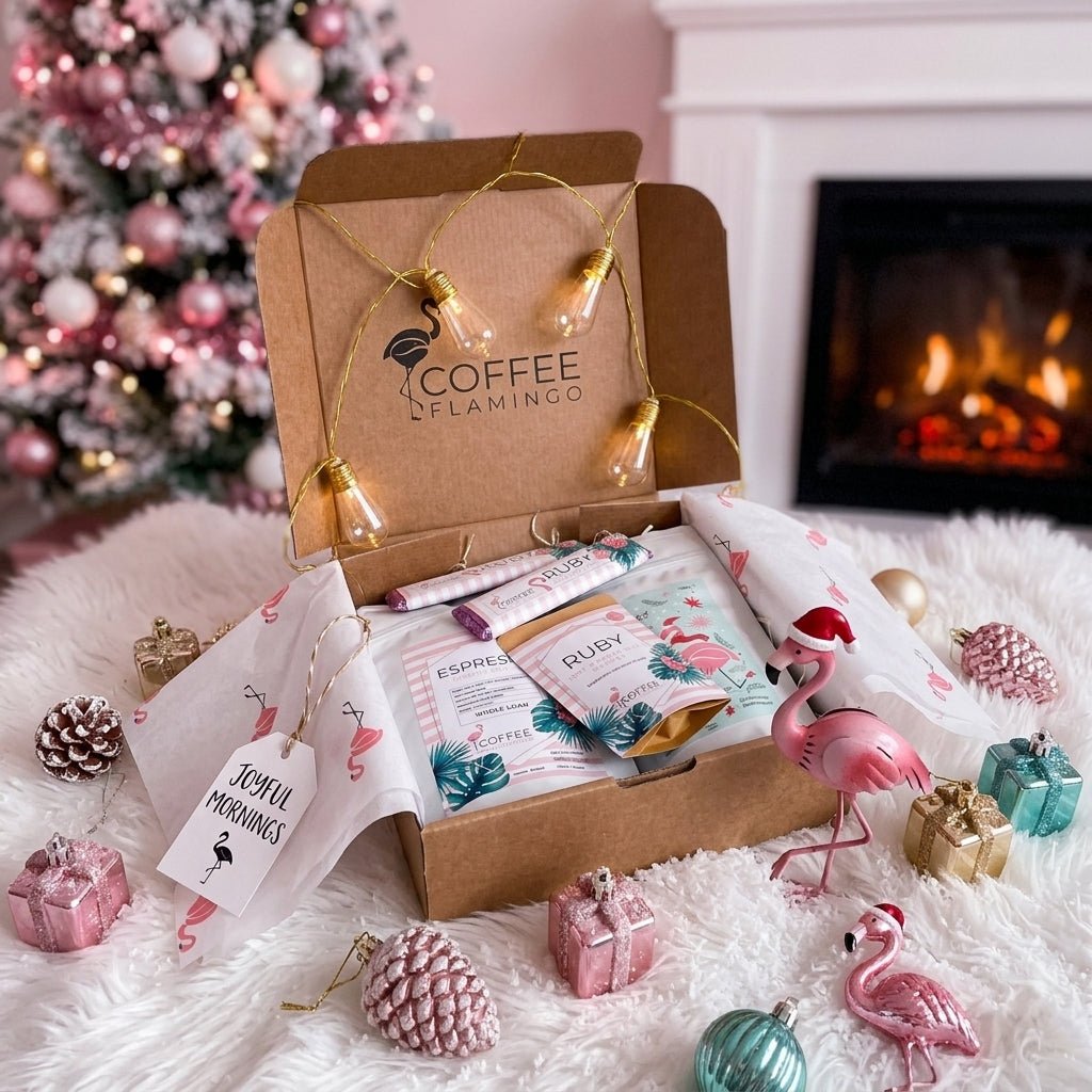 Christmas Coffee & Chocolate Hamper - Coffee FlamingoWhole BeanPeru Coffee & Dark Chocolate