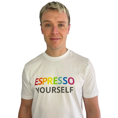 Unisex Espresso Yourself T-shirt - Coffee FlamingoWhiteS