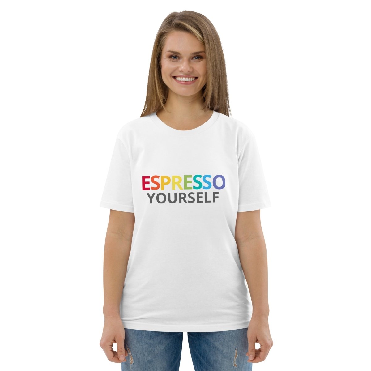 Unisex Espresso Yourself T-shirt - Coffee FlamingoWhiteS
