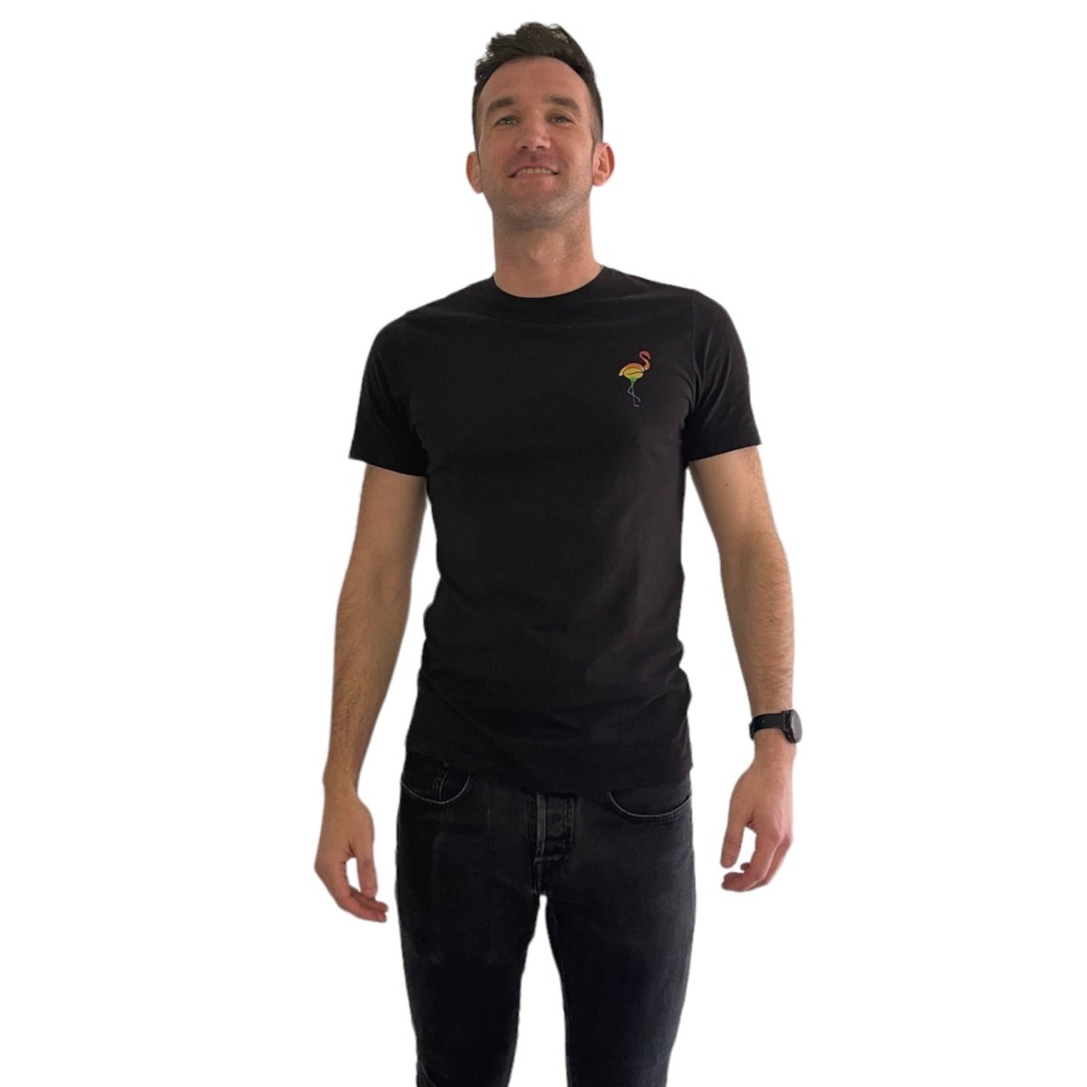 Unisex Pride colour T-shirt - Coffee FlamingoBlackS