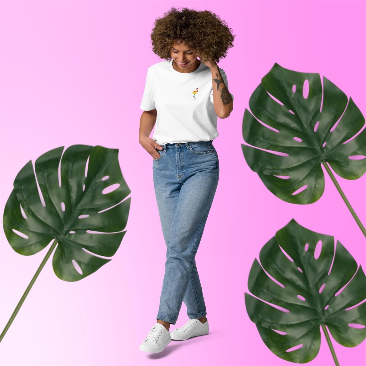 Unisex Pride colour T-shirt - Coffee FlamingoBlackS